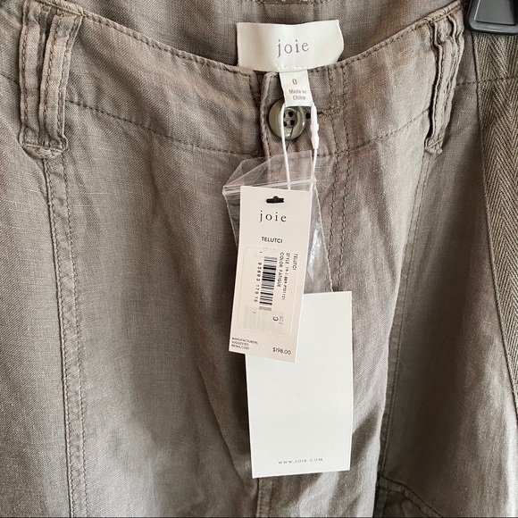 Joie Telutci Cropped Linen Cargo Pants army green - Picture 6 of 8